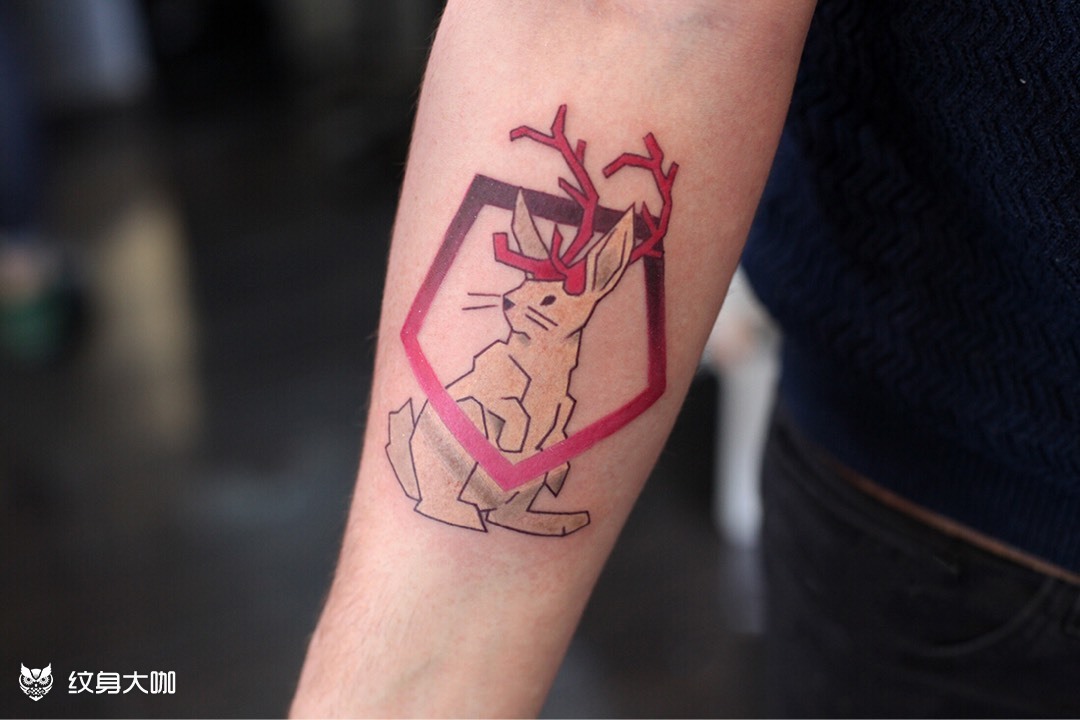 鹿角兔_纹身图案手稿图片_墨宝的纹身作品集