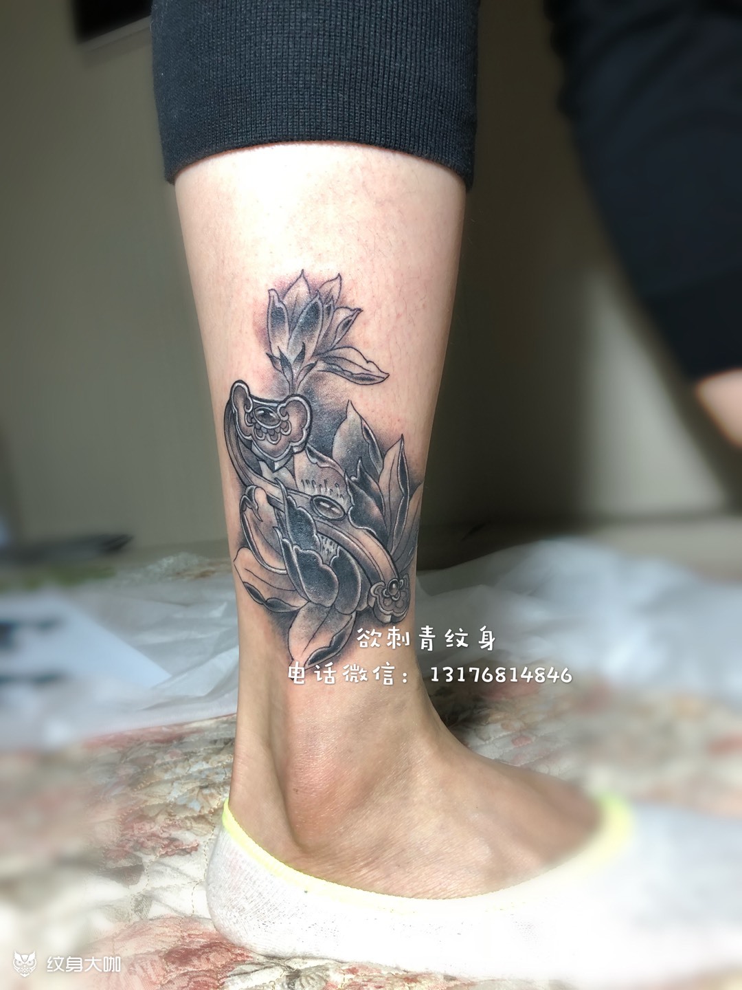 荷花遮盖_纹身图案手稿图片_王鹏的纹身作品集
