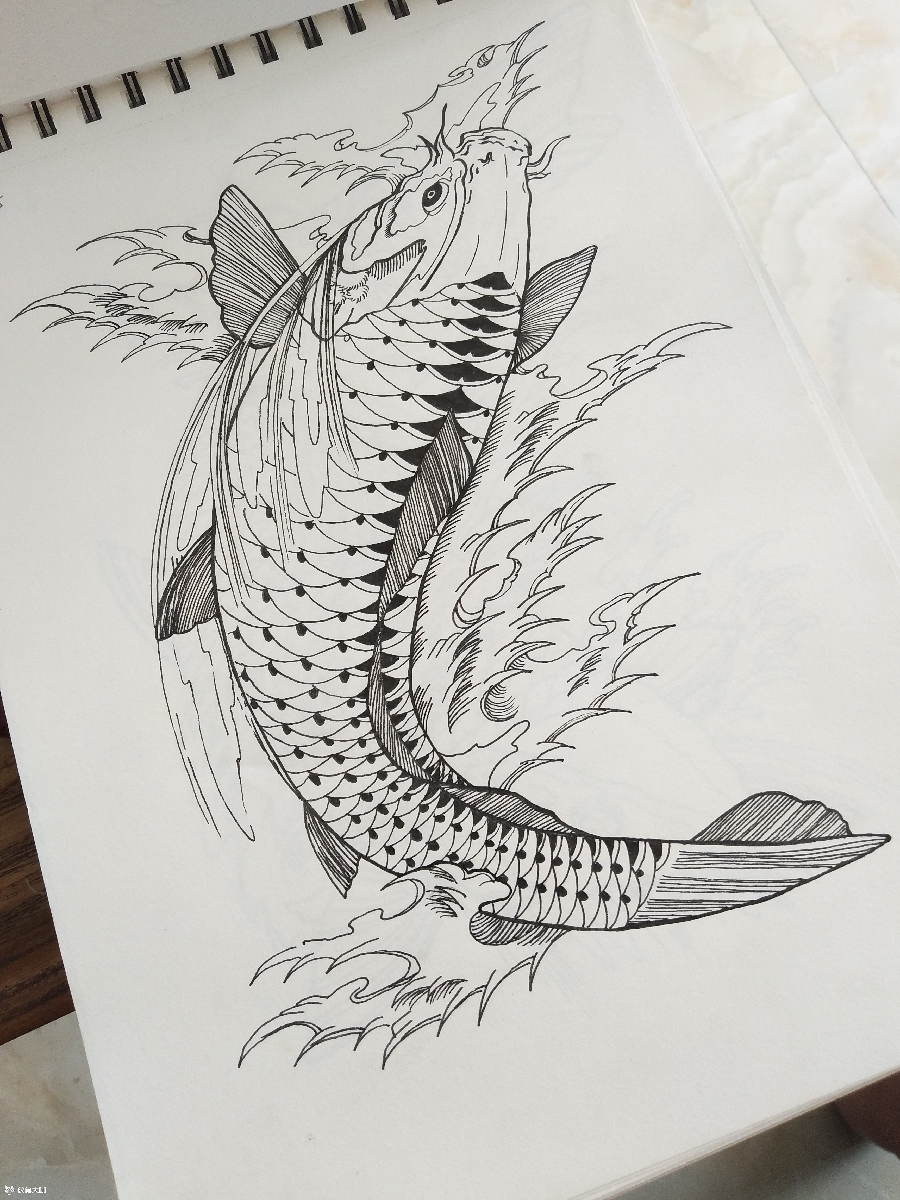 鲤鱼系列纹身手稿