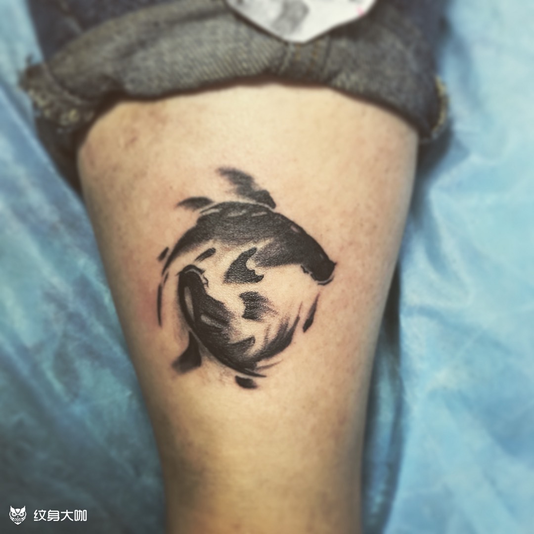 水墨/双鱼戏水95_纹身图案手稿图片_tattoo-黒泽的纹身作品集