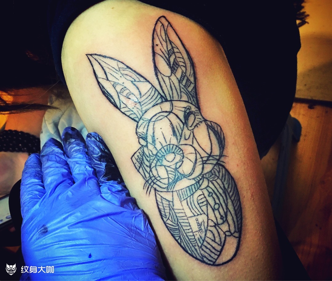 几何兔子_纹身图案手稿图片_山金的纹身作品集