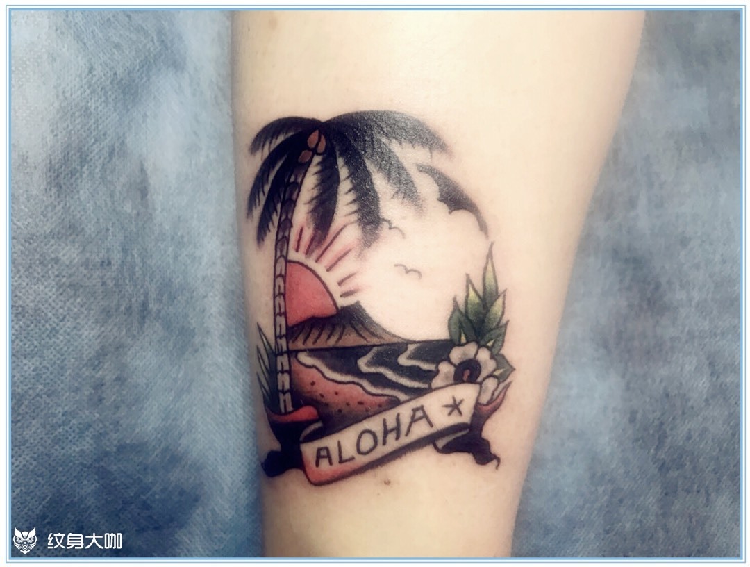 old school 椰树_纹身图案手稿图片_k.night 小乔的纹身作品集
