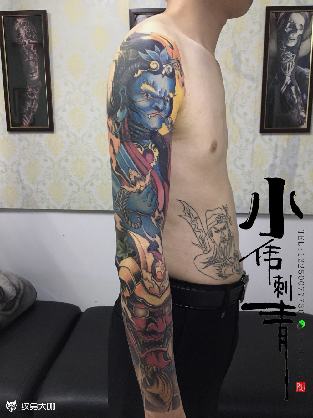 不动明王鬼武士花臂_纹身图案手稿图片_小伟的纹身作品集