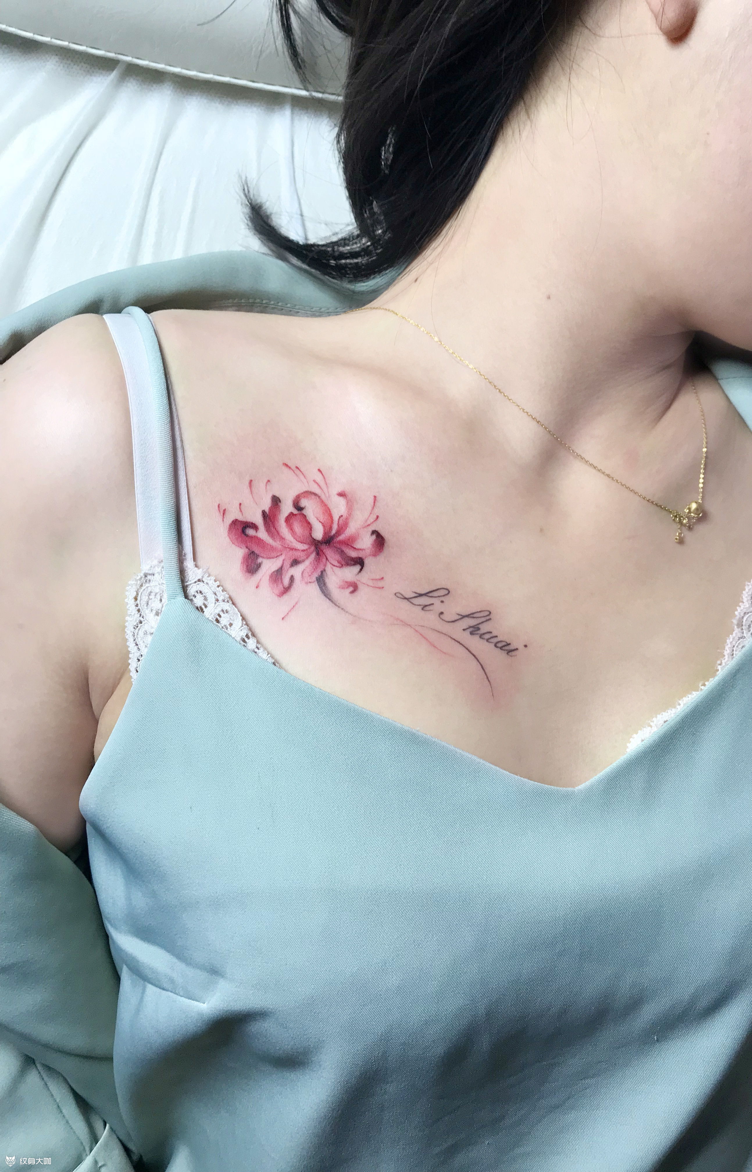 锁骨彼岸花_纹身图案手稿图片_赣州青临刺丶青的纹身作品集