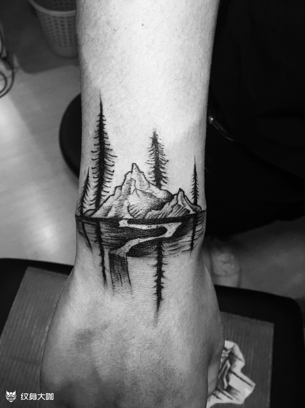 手腕山水_纹身图案手稿图片_hobo的纹身作品集