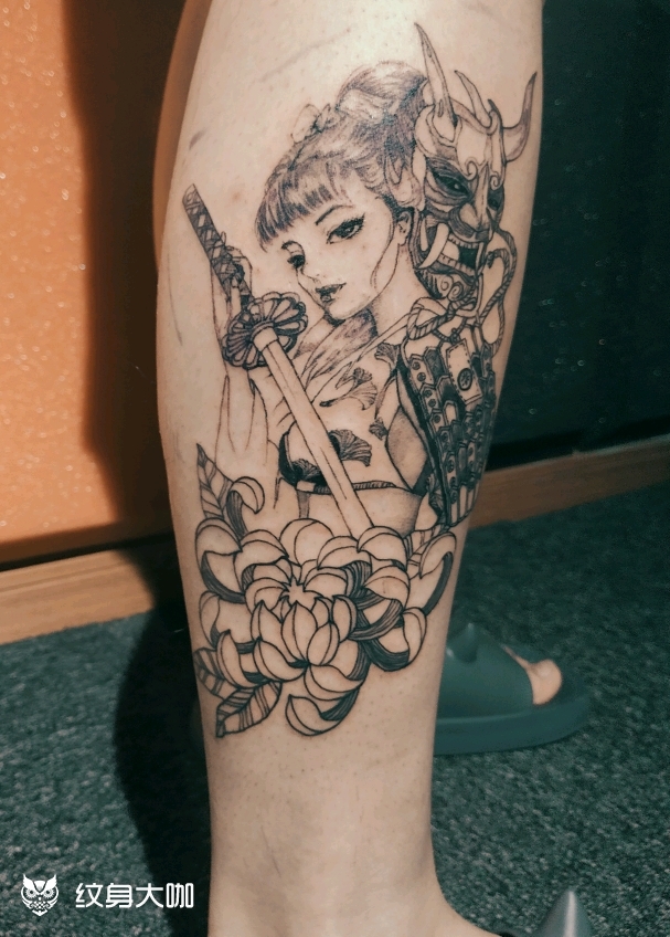 带刀艺伎_纹身图案手稿图片_吴恩泽的纹身作品集