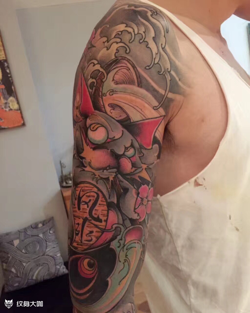 招财猫花臂_纹身图案手稿图片_卷的纹身作品集