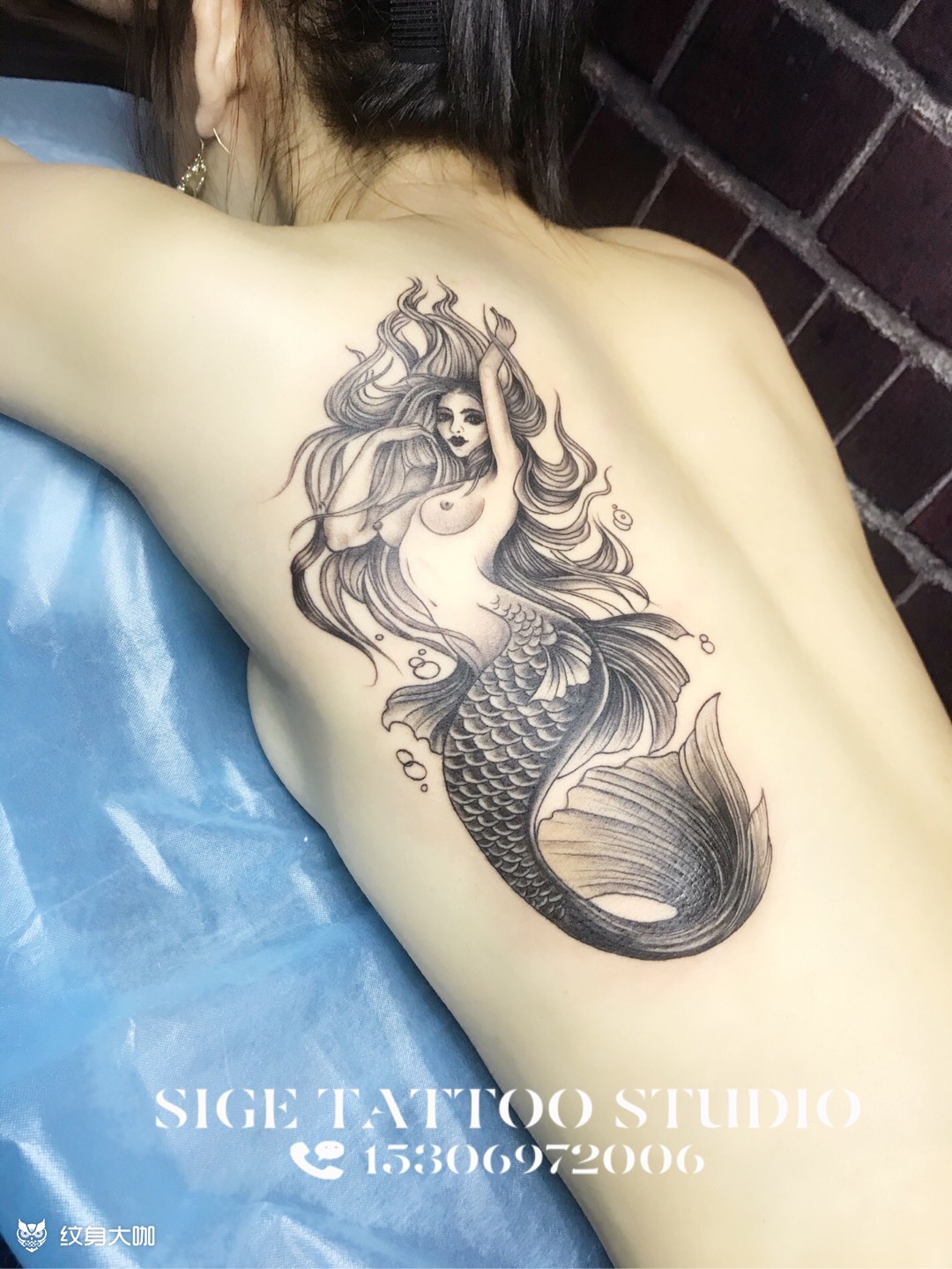 美人鱼遮盖_纹身图案手稿图片_谢享青的纹身作品集