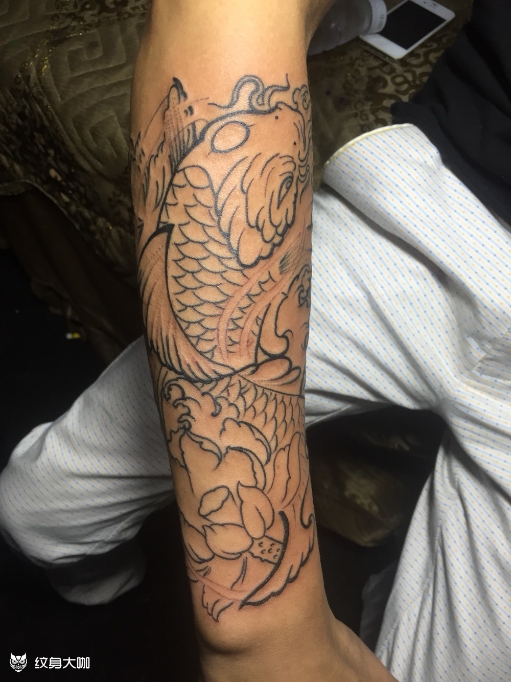 小鲤鱼线条_纹身图案手稿图片_书山的纹身作品集