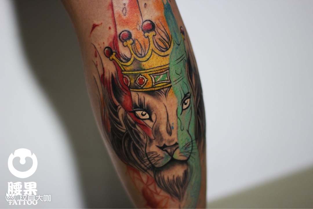 泼墨狮子_纹身图案手稿图片_腰果的纹身作品集