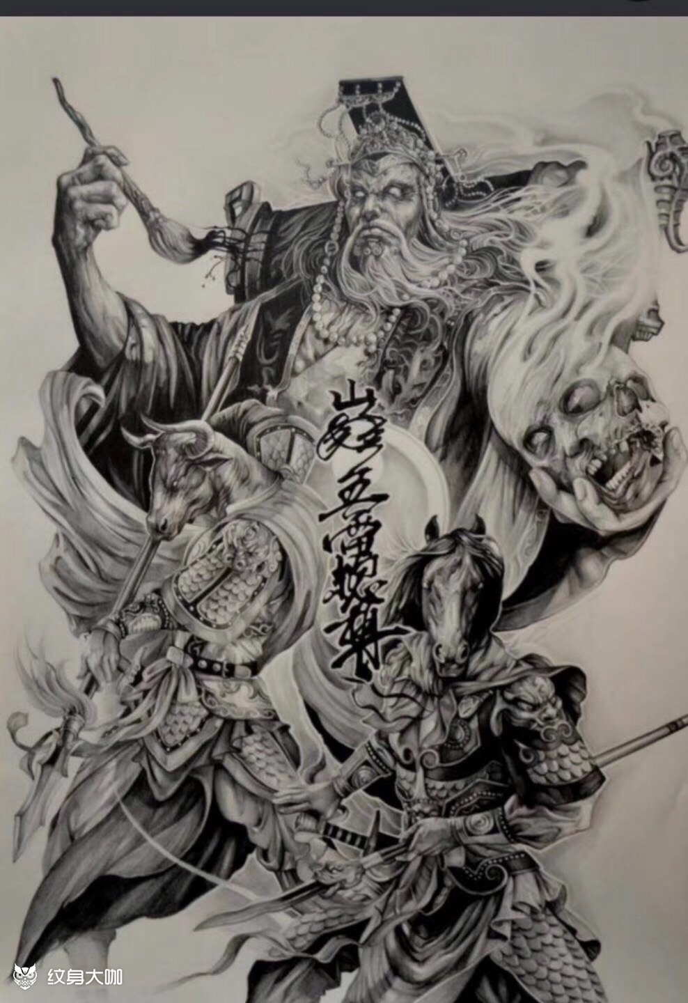 牛头马面(满背)_纹身图案手稿图片_ 秋天的纹身作品集