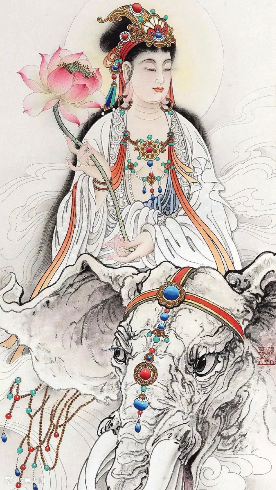 普贤 文殊 〔喜欢可约〕_纹身图案手稿图片_杨洋的纹身作品集