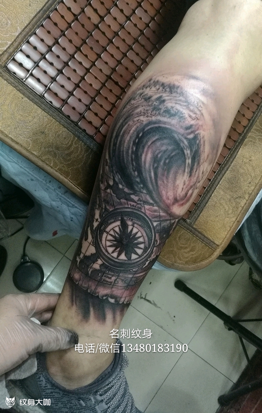 指南针~天裂_纹身图案手稿图片_名刺的纹身作品集