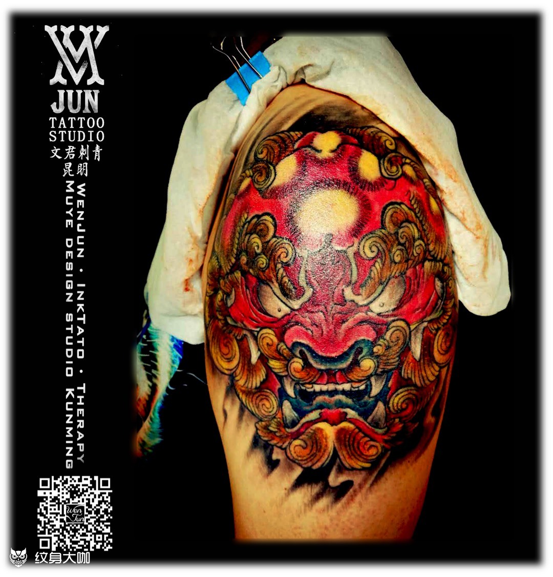 唐狮61肩盔_纹身图案手稿图片_李根的纹身作品集