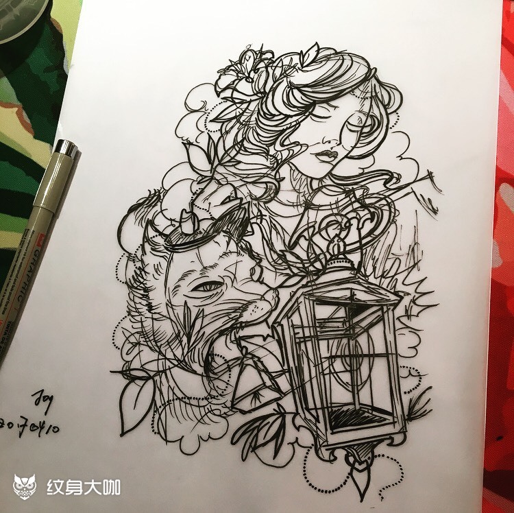 女人_纹身图案手稿图片_joy的纹身作品集