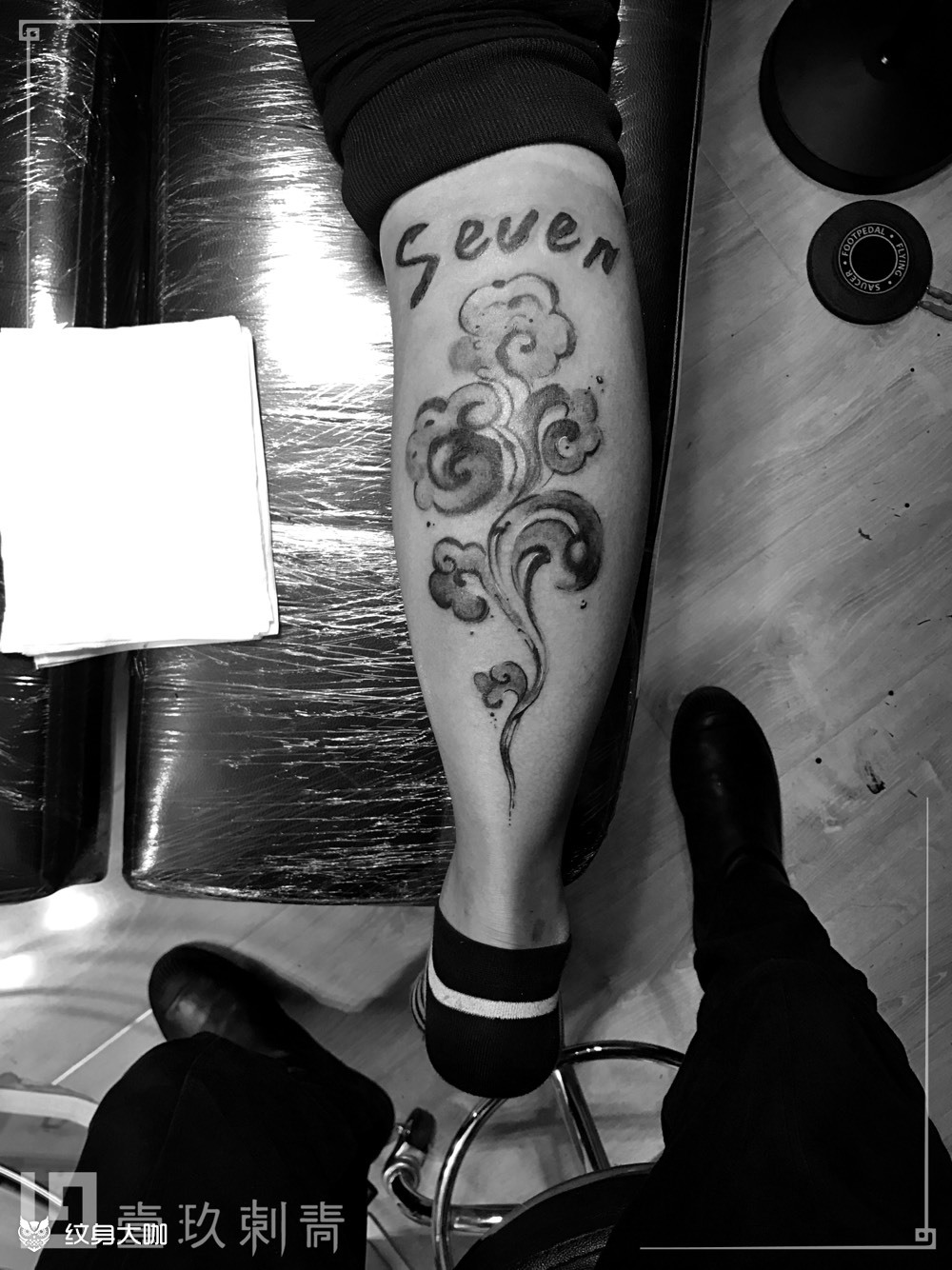 小腿祥云_纹身图案手稿图片_老武的纹身作品集
