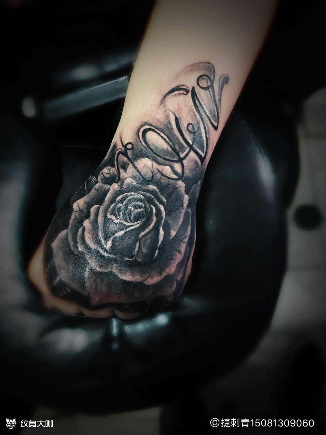 手背玫瑰_纹身图案手稿图片_米捷的纹身作品集