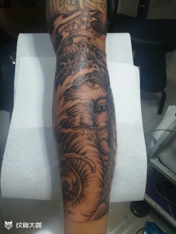 花臂象神_纹身图案手稿图片_宋红星的纹身作品集