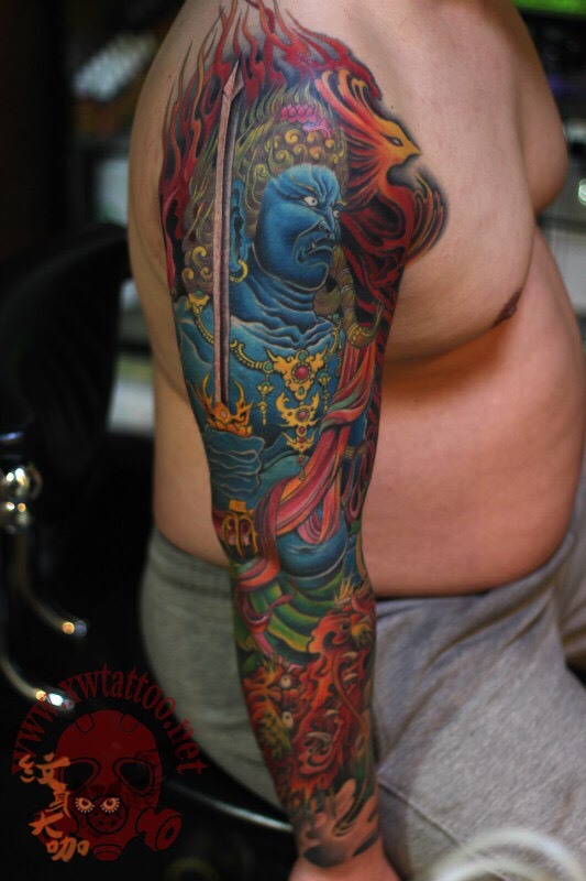 不动明王花臂_纹身图案手稿图片_菲菲的纹身作品集