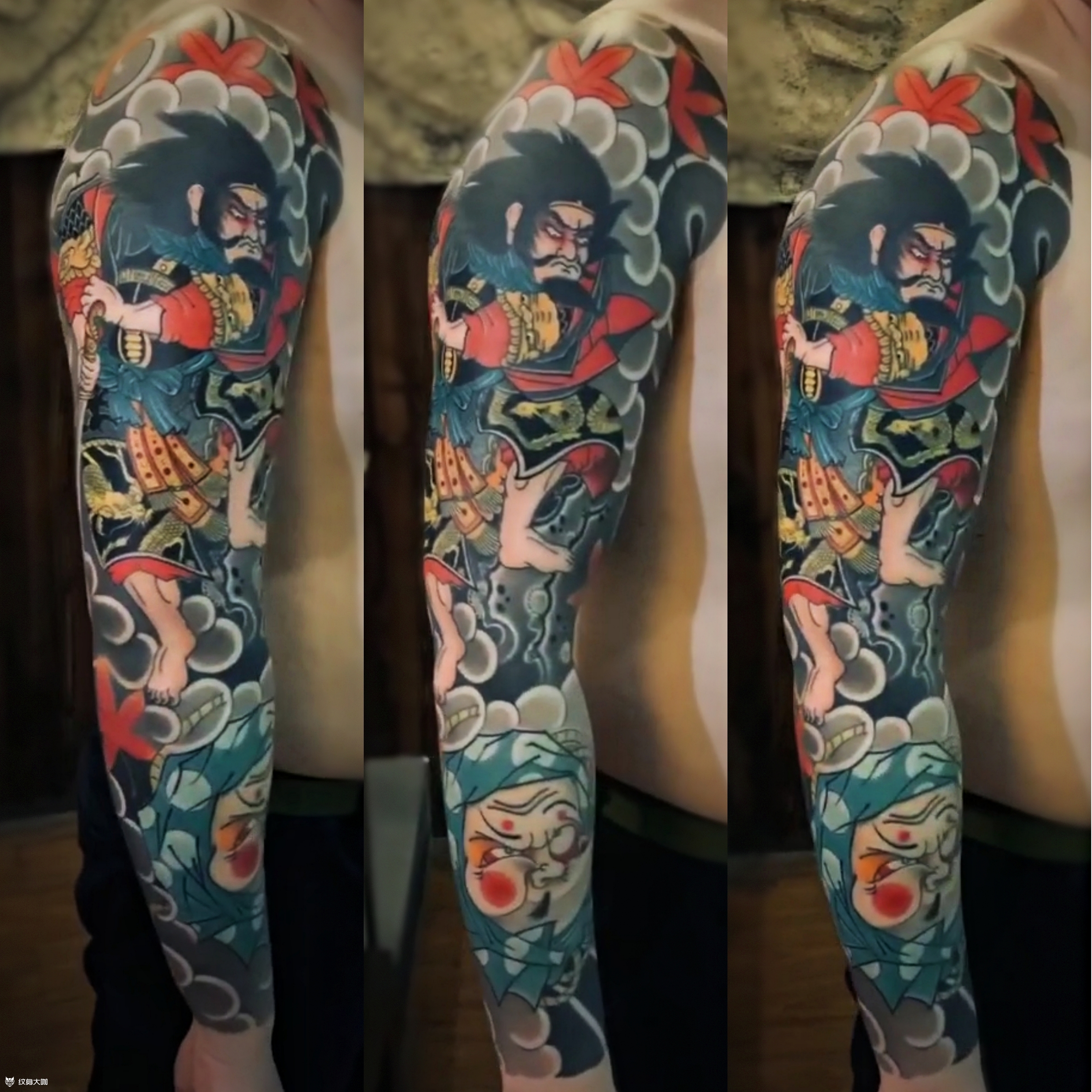 日式老传统包臂幸运7纹身