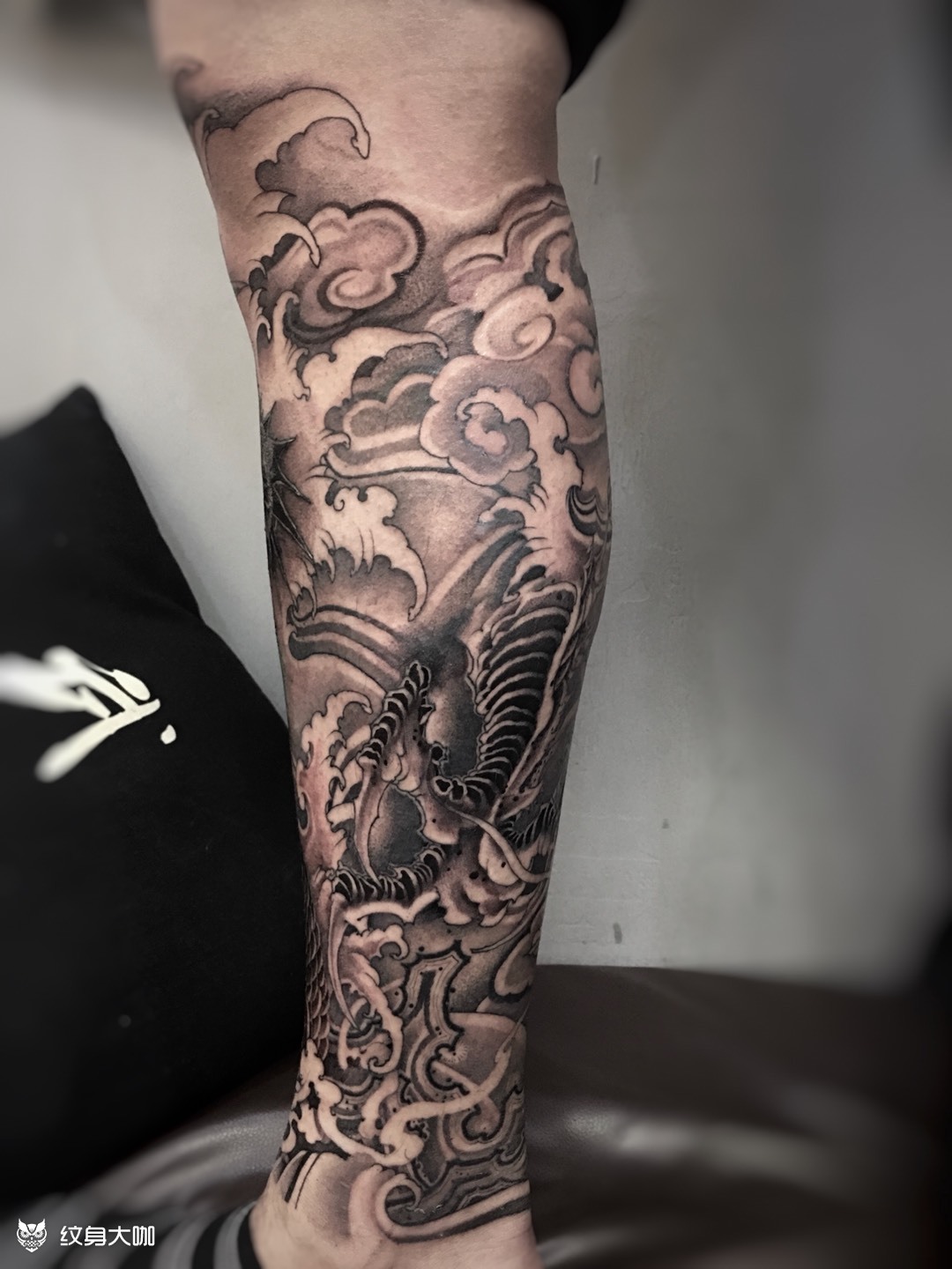 包小腿龙 遮盖作品_纹身图案手稿图片_易鸣的纹身作品集