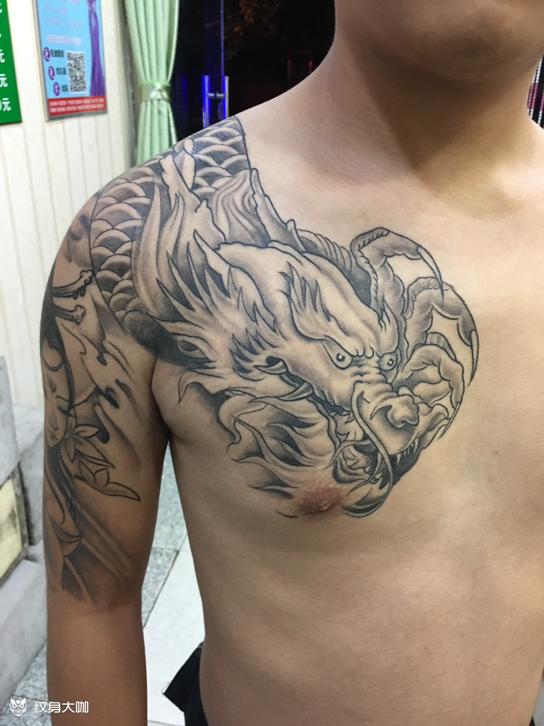 艺妓过肩龙_纹身图案手稿图片_李胜的纹身作品集