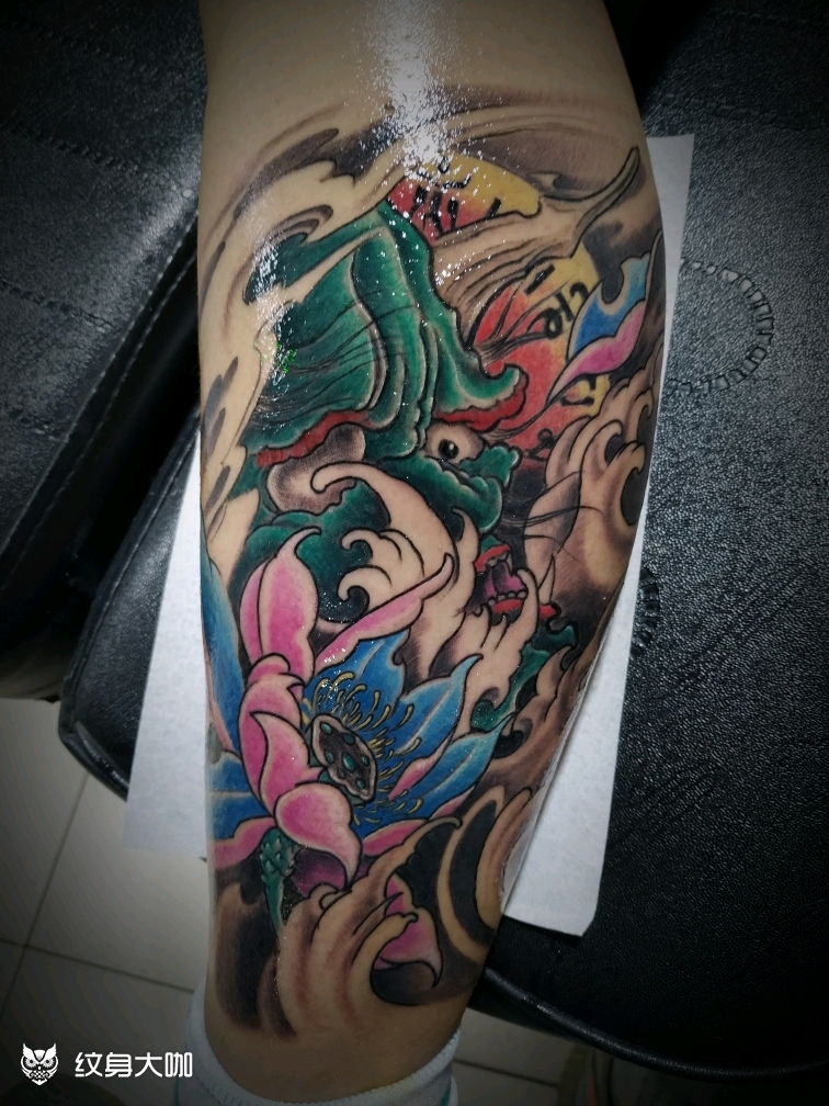 般若荷花_纹身图案手稿图片_云中雕龙的纹身作品集