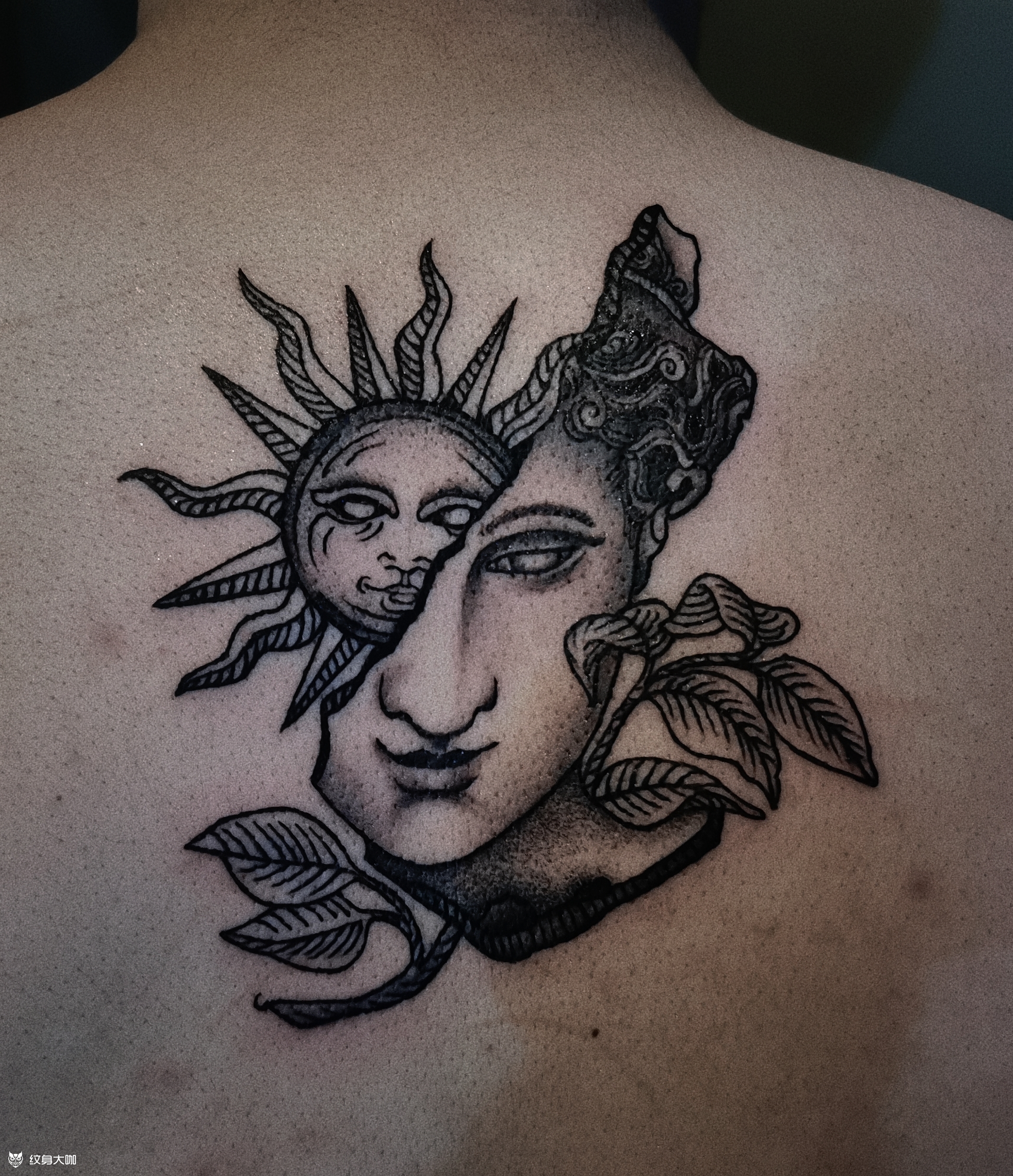 太阳神小写实纹身_纹身图案手稿图片_青尘的纹身作品集