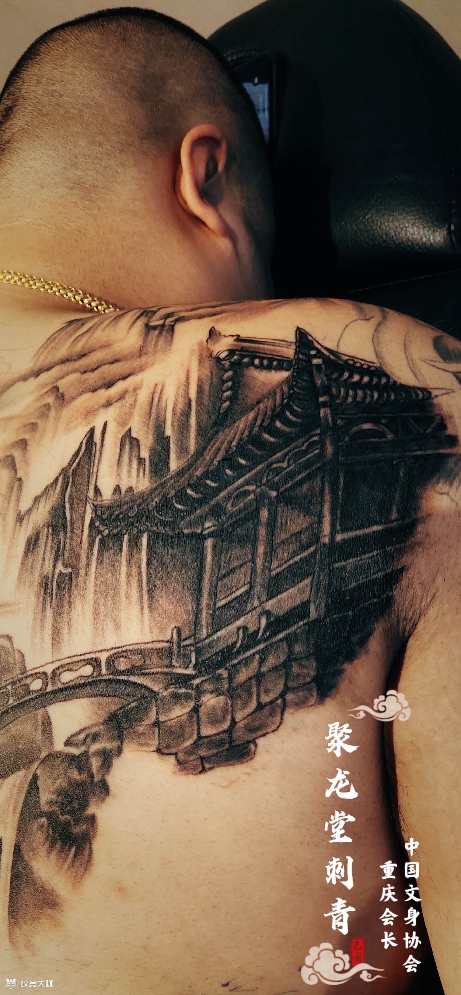 中国风格八角楼亭子_纹身图案手稿图片_文博老师的纹身作品集