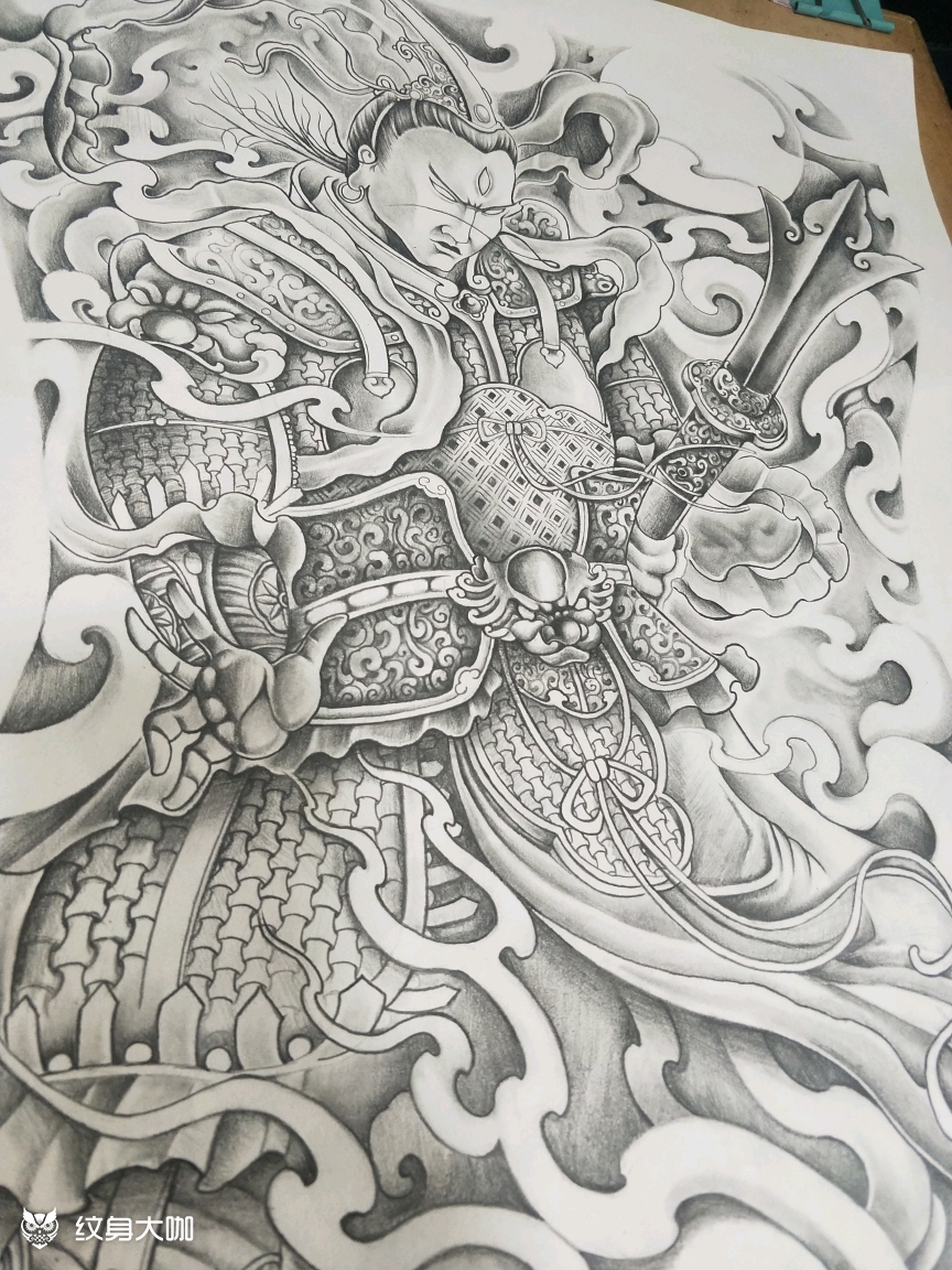二郎神_纹身图案手稿图片_大鹏的纹身作品集
