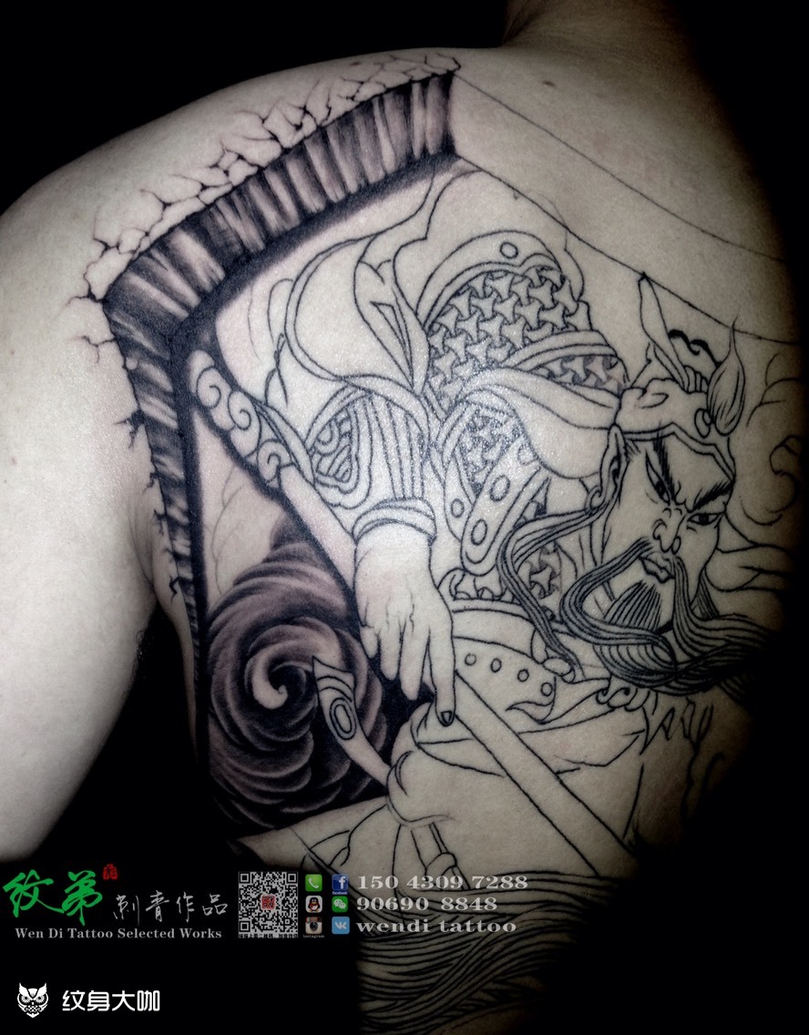 大背战马关公_纹身图案手稿图片_张跃文的纹身作品集