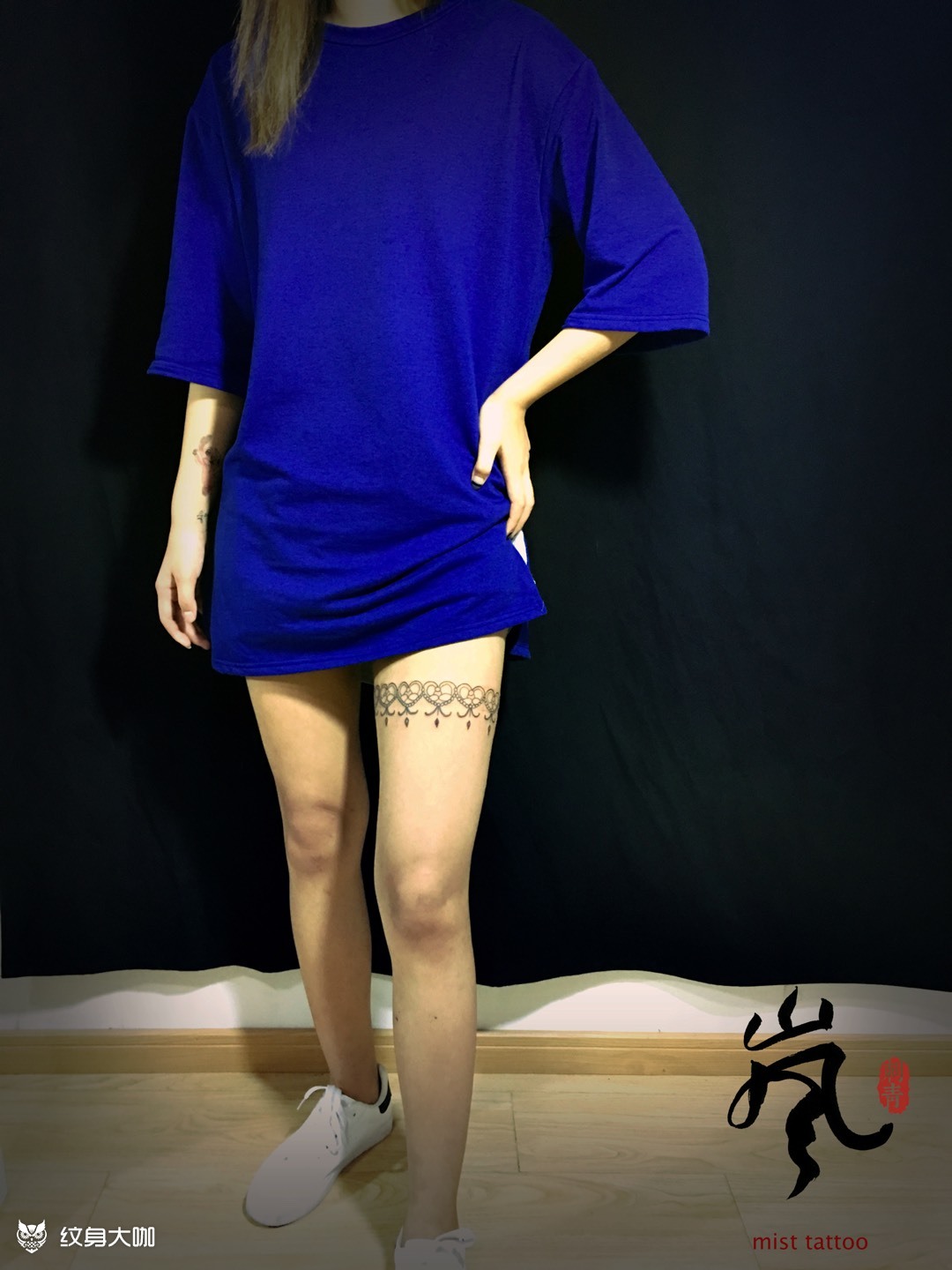 蕾丝腿环_纹身图案手稿图片_喜仔的纹身作品集