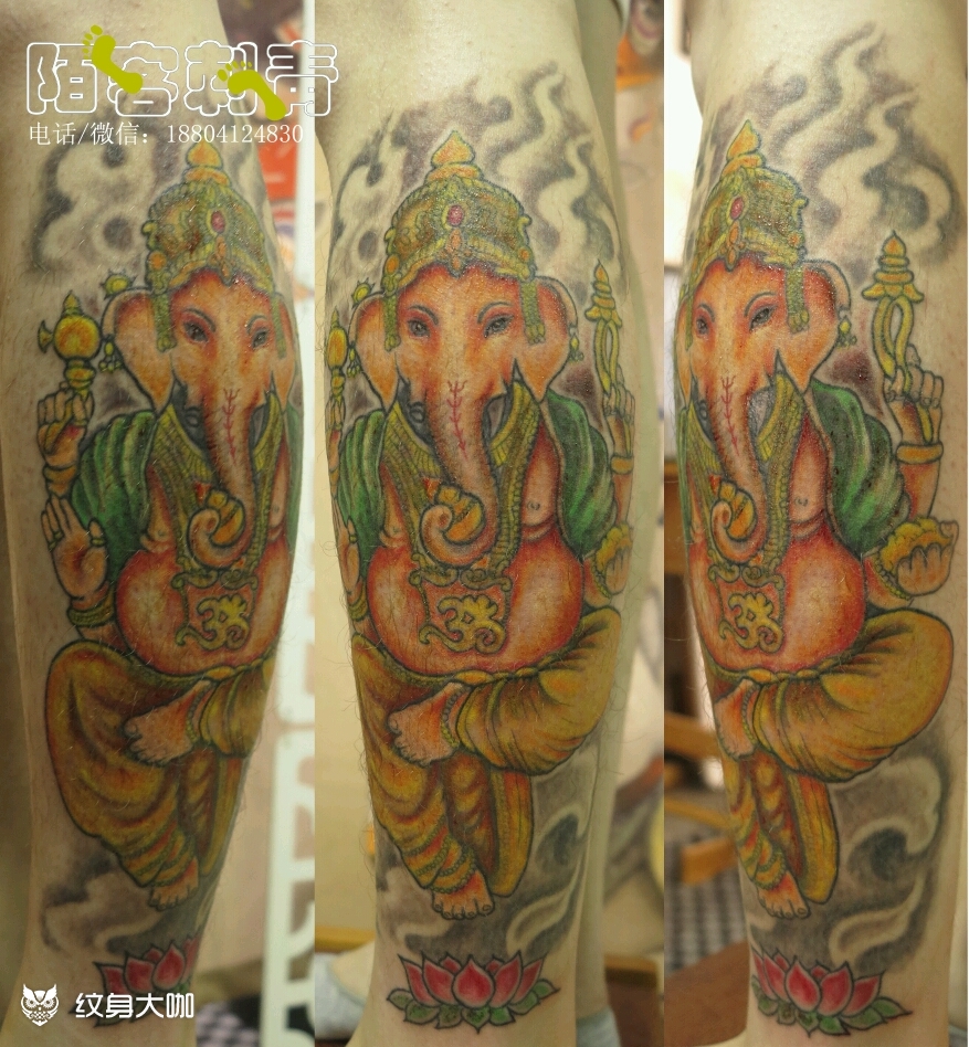 彩色象神_纹身图案手稿图片_大陌的纹身作品集