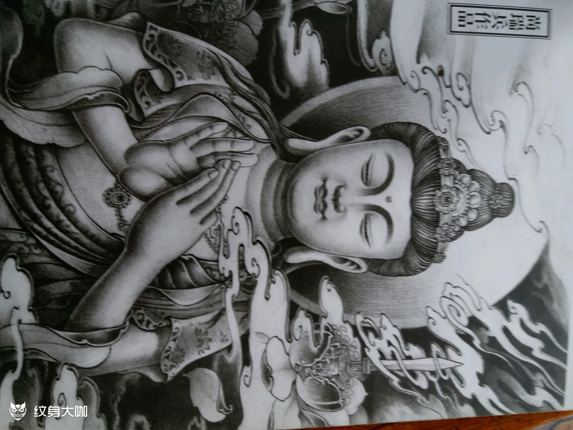 佛手稿一发_纹身图案手稿图片_安阳圣青的纹身作品集