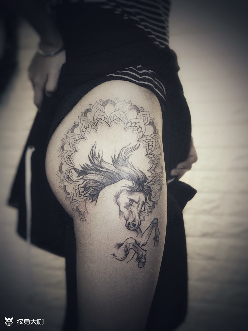 大腿外侧 马_纹身图案手稿图片_贾元琳的纹身作品集