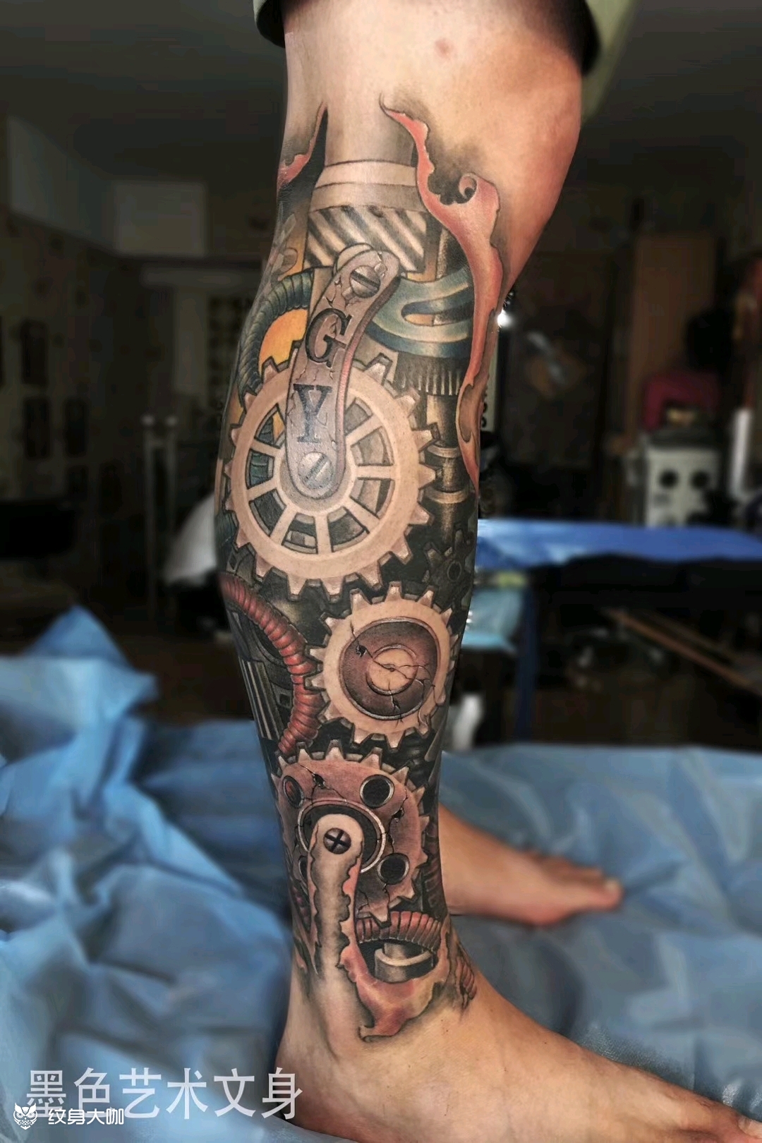 机械腿_纹身图案手稿图片_一凡的纹身作品集