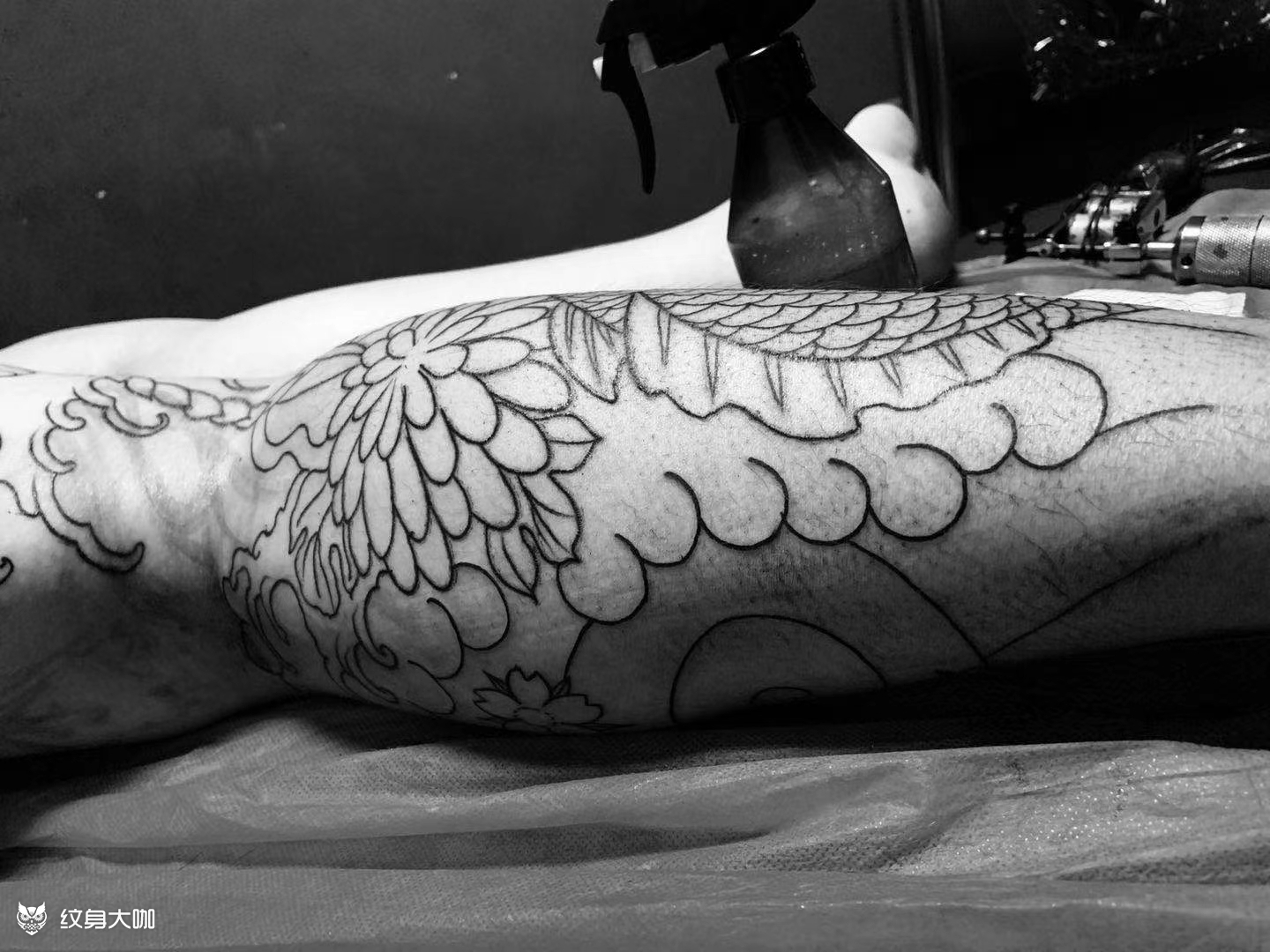 花腿龙 线条_纹身图案手稿图片_彭健熙的纹身作品集