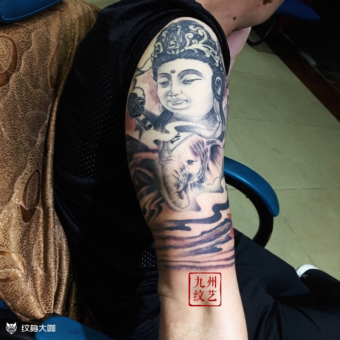 普贤菩萨_纹身图案手稿图片_杨帆的纹身作品集