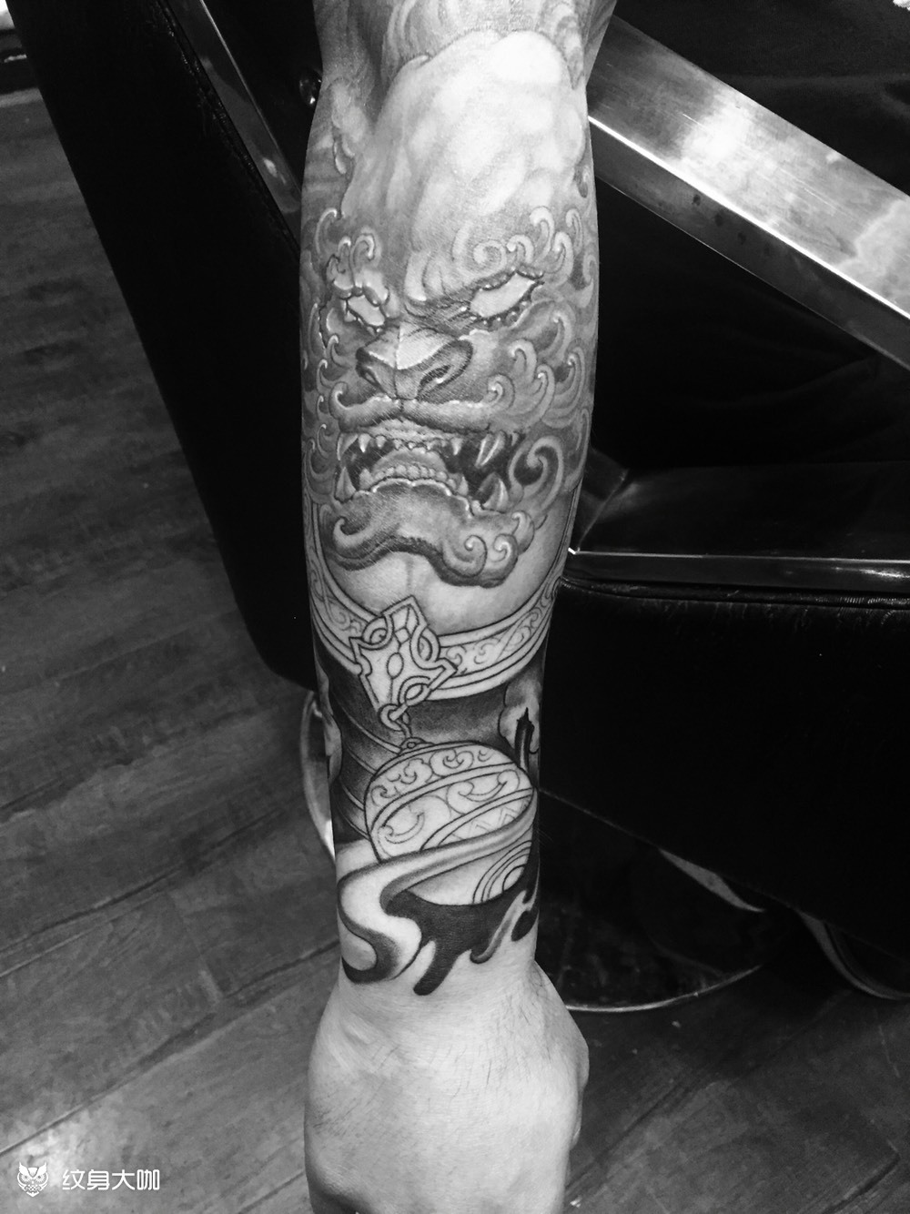 唐狮花臂--未完待续_纹身图案手稿图片_胡宇的纹身作品集