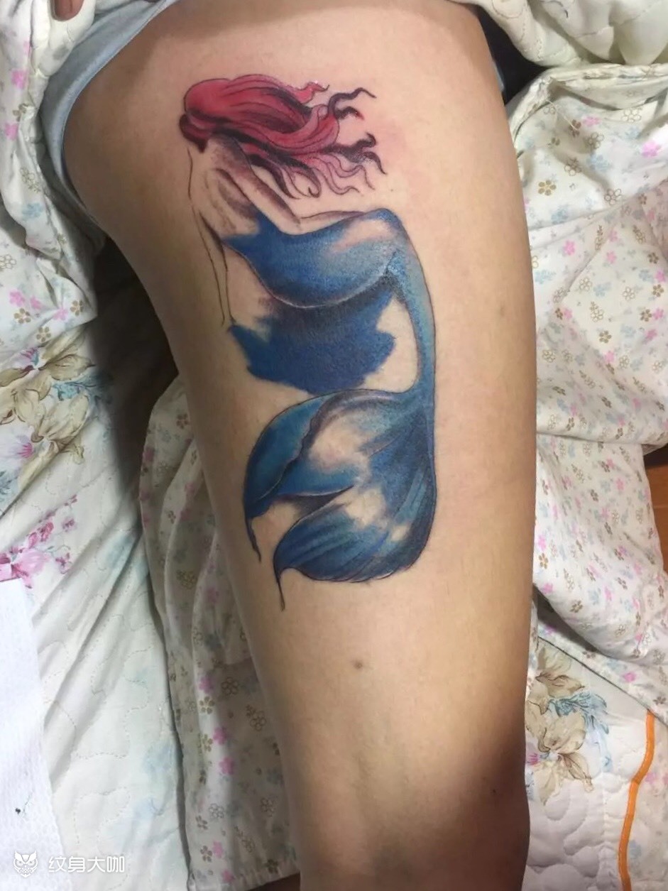 美人鱼_纹身图案手稿图片_l的纹身作品集