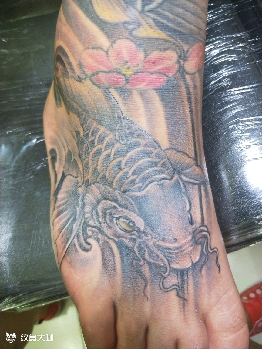 脚面鲤鱼_纹身图案手稿图片_七指客服燕子的纹身作品集