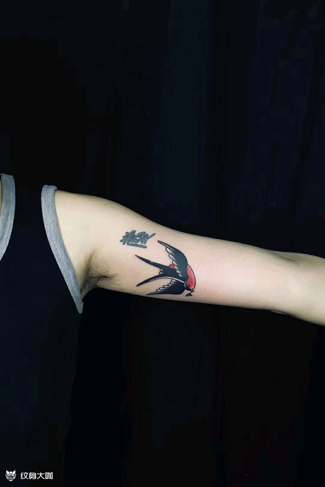 简易黑色燕子纹身图案图片