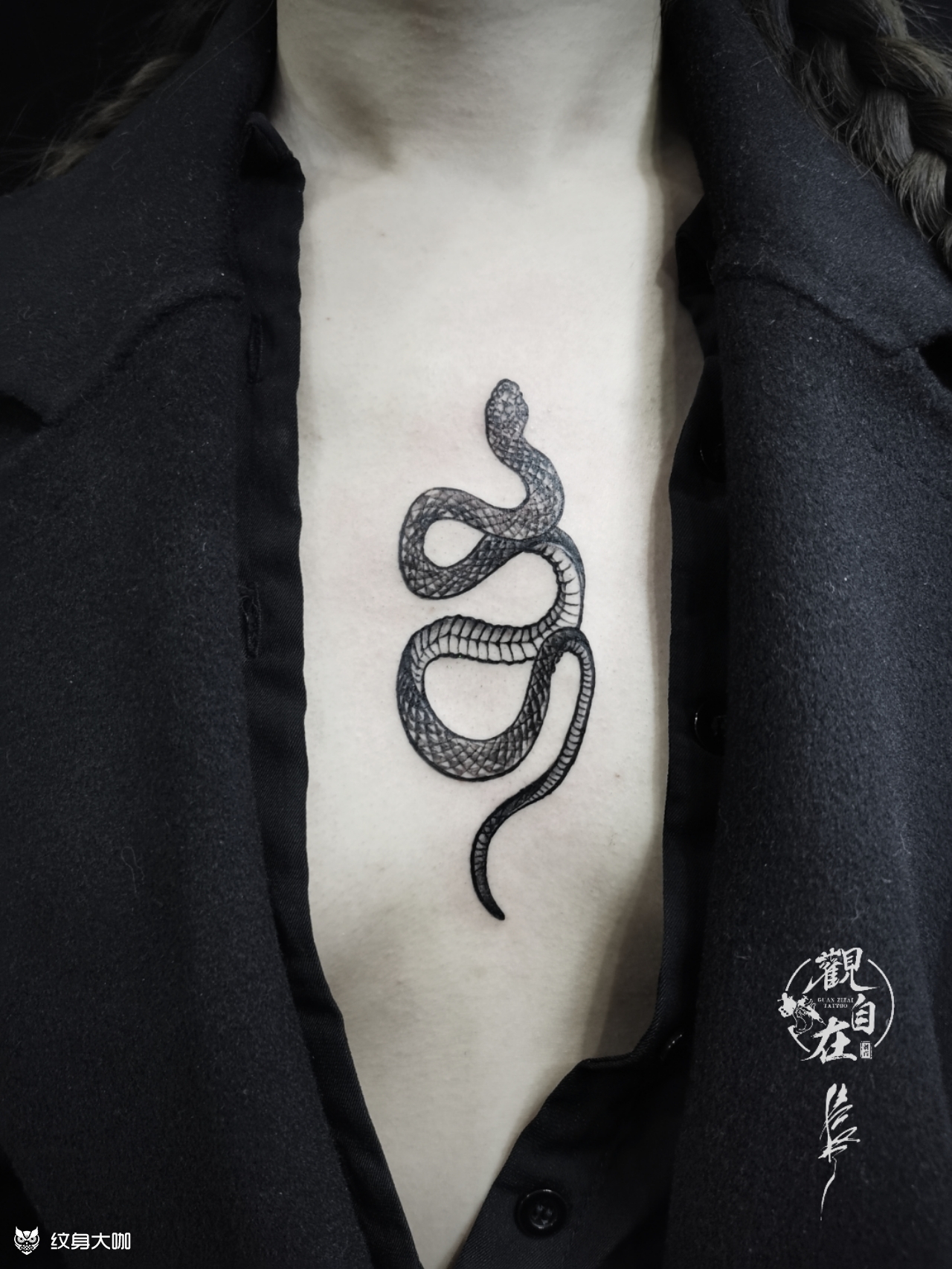 胸口蛇_纹身图案手稿图片_长河的纹身作品集
