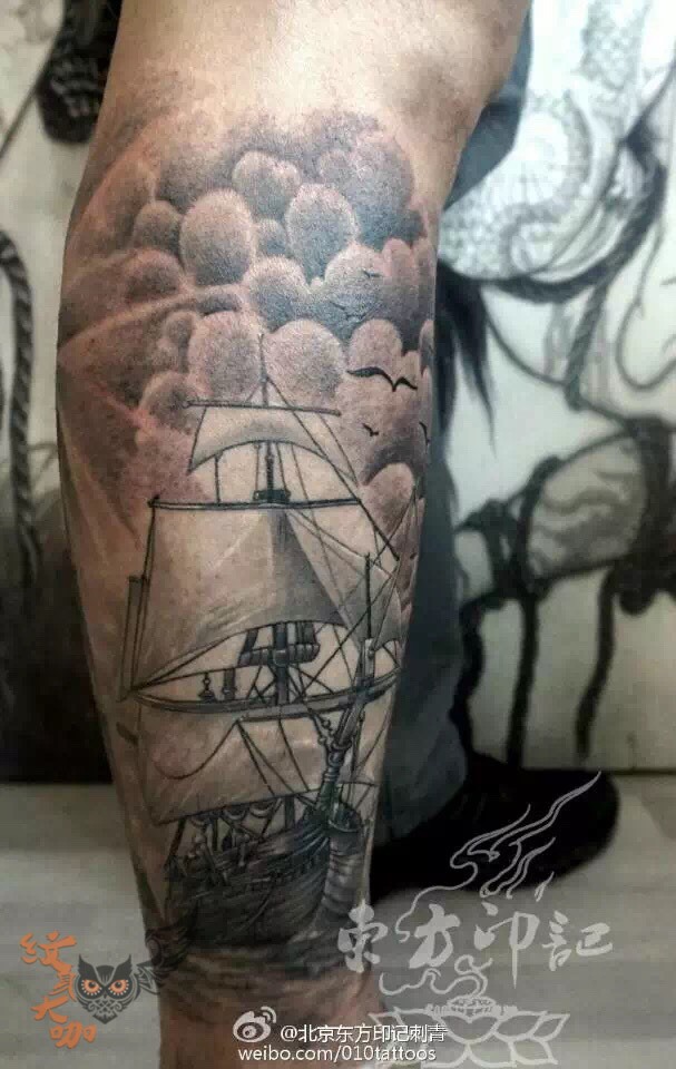 欧美包小腿_纹身图案手稿图片_东方印记- mz的纹身作品集