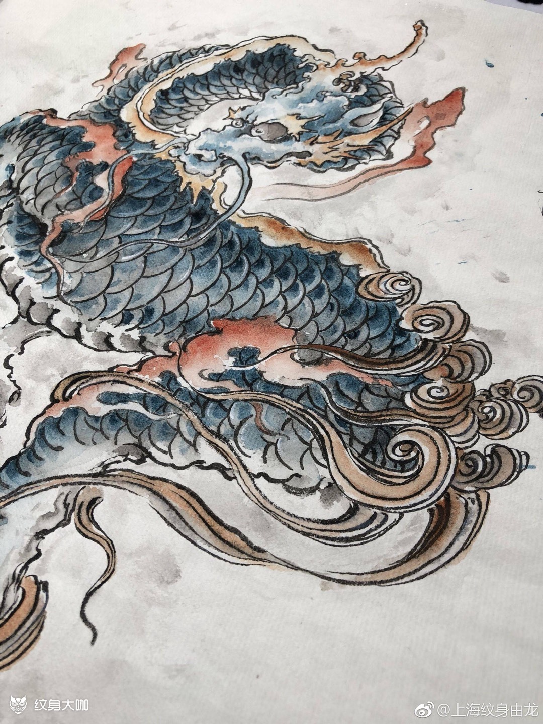 彩墨麒麟稿_纹身图案手稿图片_由龙的纹身作品集