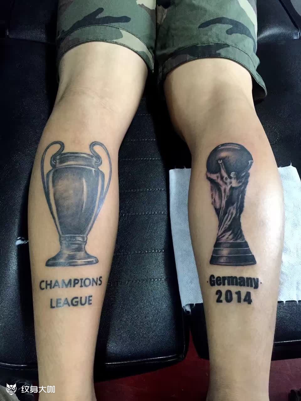 冠军杯世界杯 一男两杯_纹身图案手稿图片_南伽的纹身作品集