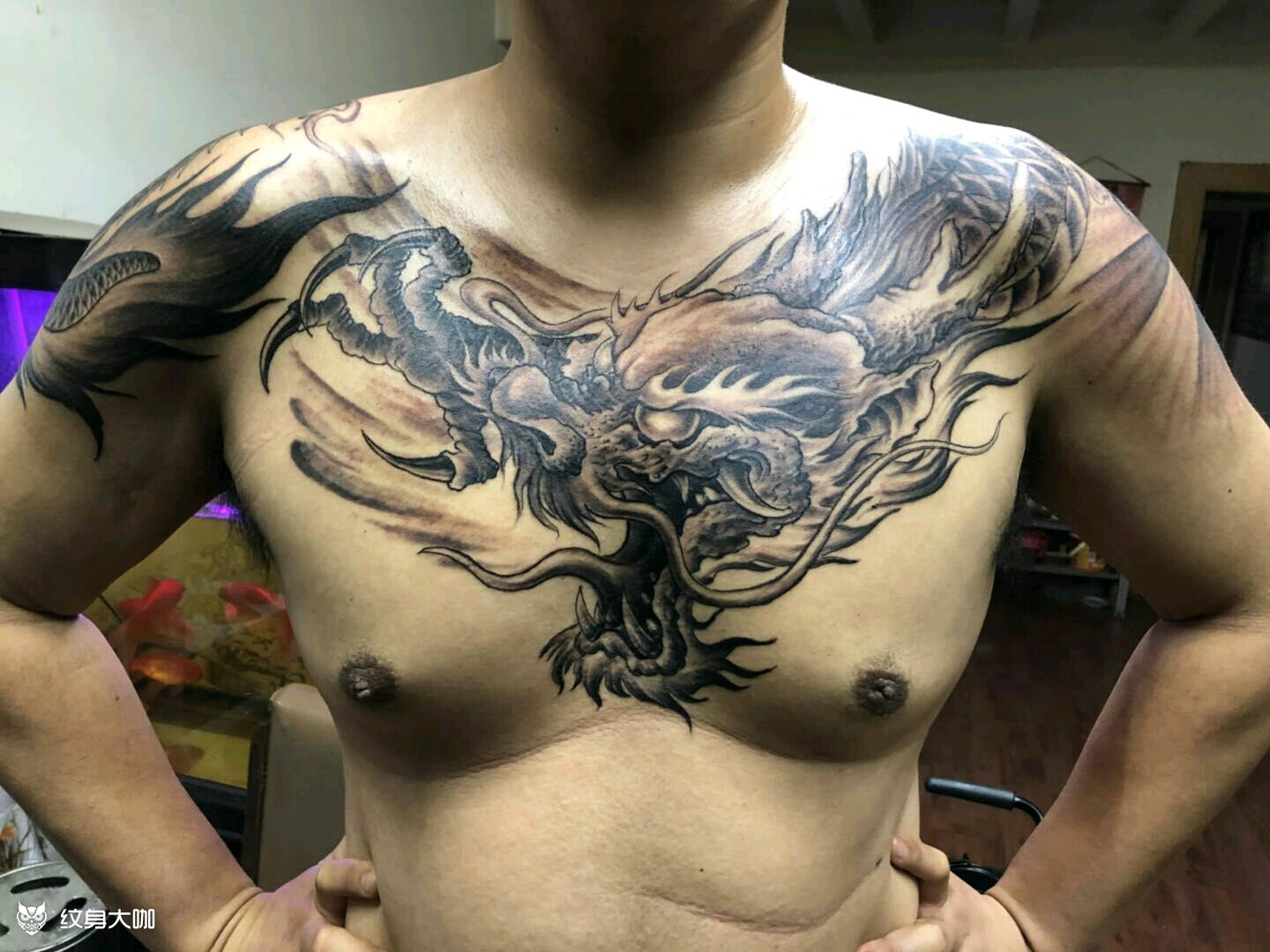 过肩龙_纹身图案手稿图片_任国战的纹身作品集