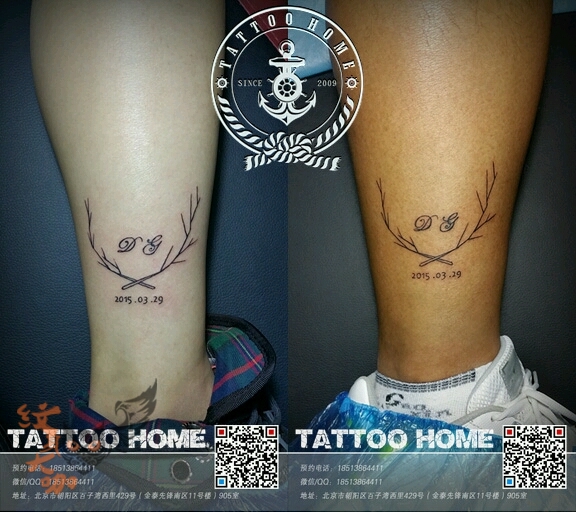 作品简介:连理枝情侣文身,留住爱情的脚步