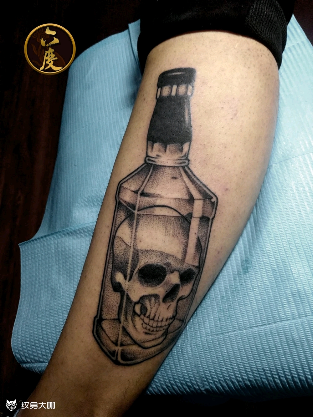 酒瓶骷髅_纹身图案手稿图片_曹君宇的纹身作品集