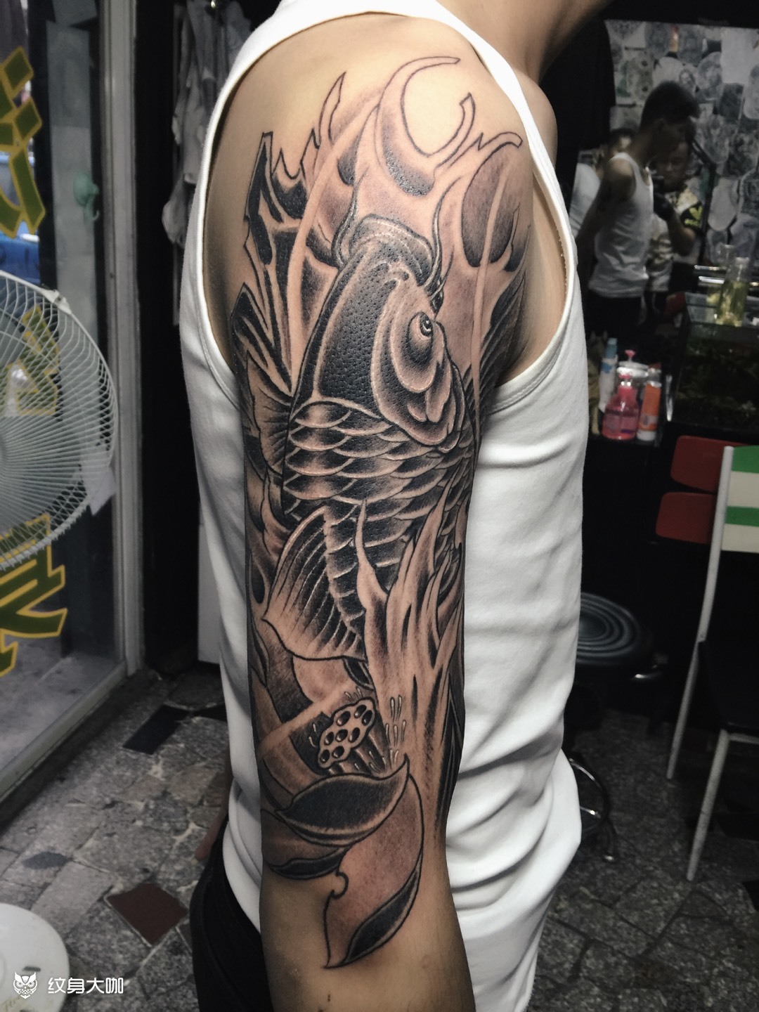 大臂黑灰li62yu_纹身图案手稿图片_林杨的纹身作品集